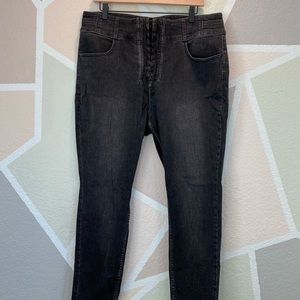 CRVY Free People High-Rice Lace-Up Skinny Jeans 34